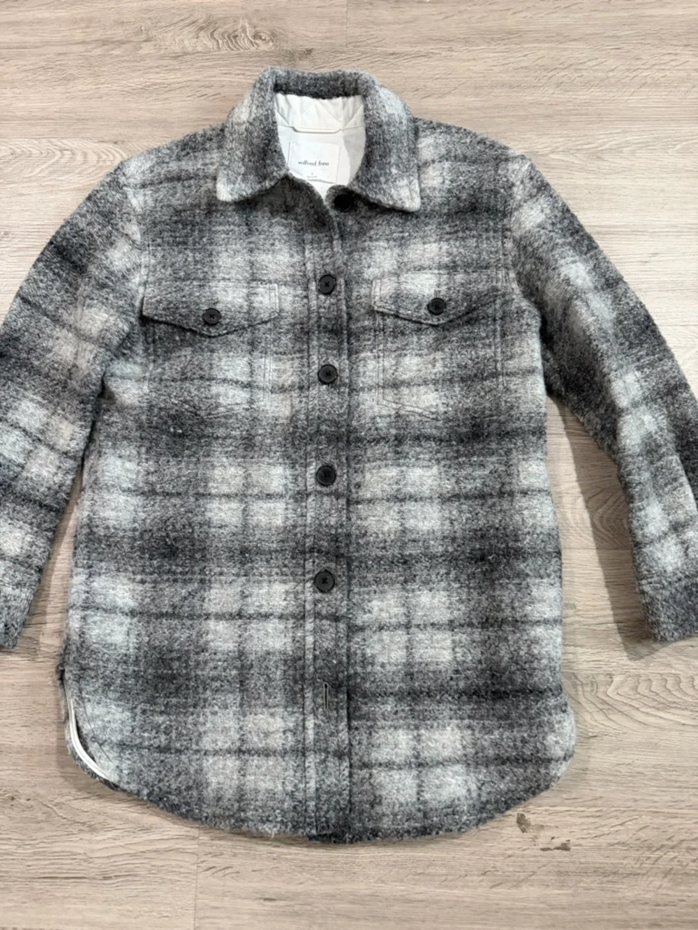 Wilfred Free Gray Textured Wool-Blend Jacket Shacket
